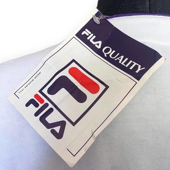 Fila Sweater Vest Vintage Athletic V-Neck Cream Purple Print NWT Size 12 - Picture 6 of 9